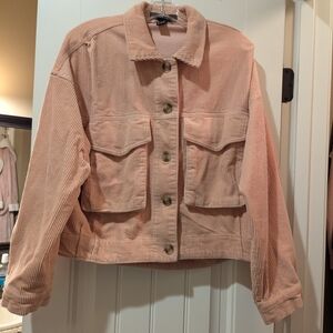 Forever 21 Pink Utility Jacket Cropped Cotton